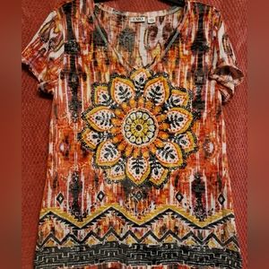 Multi color sheer top size L
